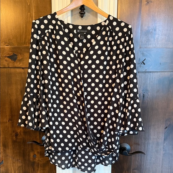 INC International Concepts Black and White Polka Dot Blouse XL - Picture 1 of 5